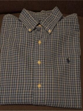 Ralph Lauren Blue Plaid Button-Down Men’s Shirt. Size Medium.